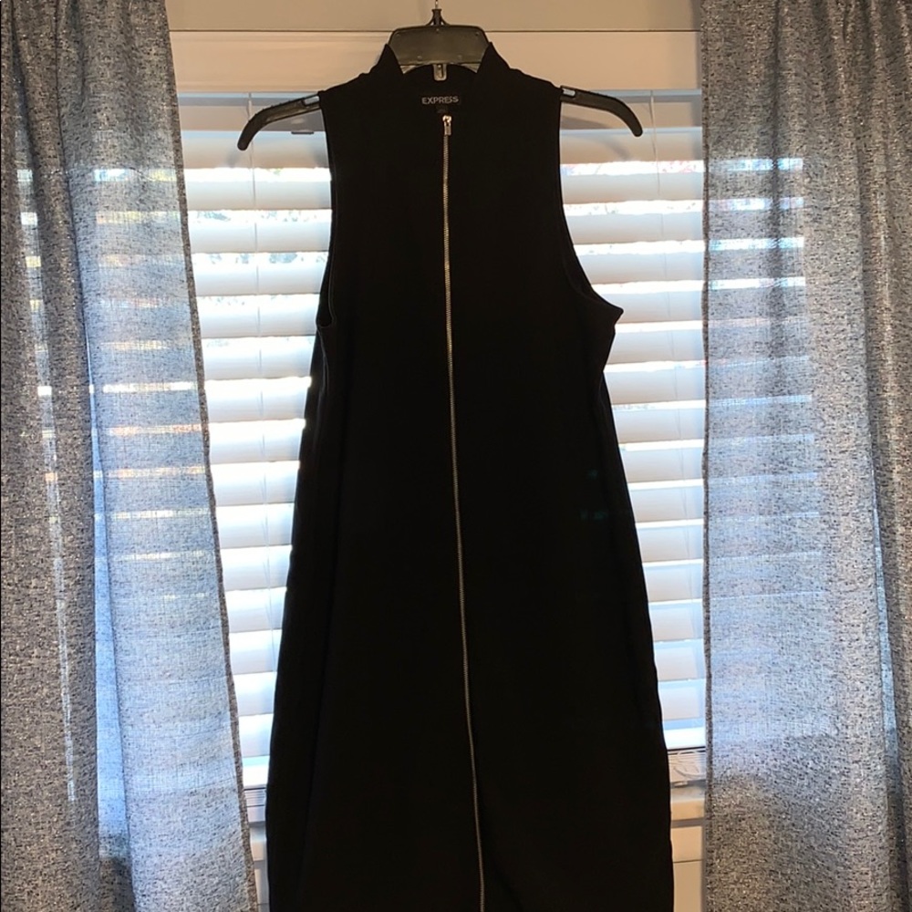 Express sleeveless mock neck zip up black dress